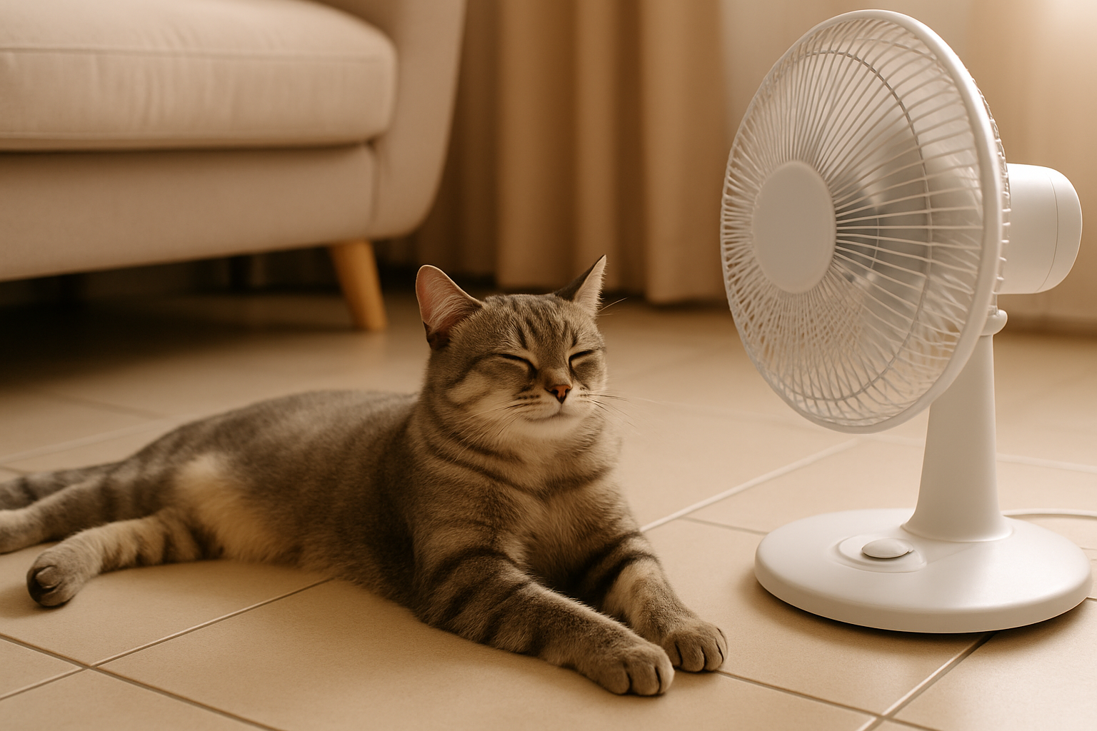 Cat infront of a Fan