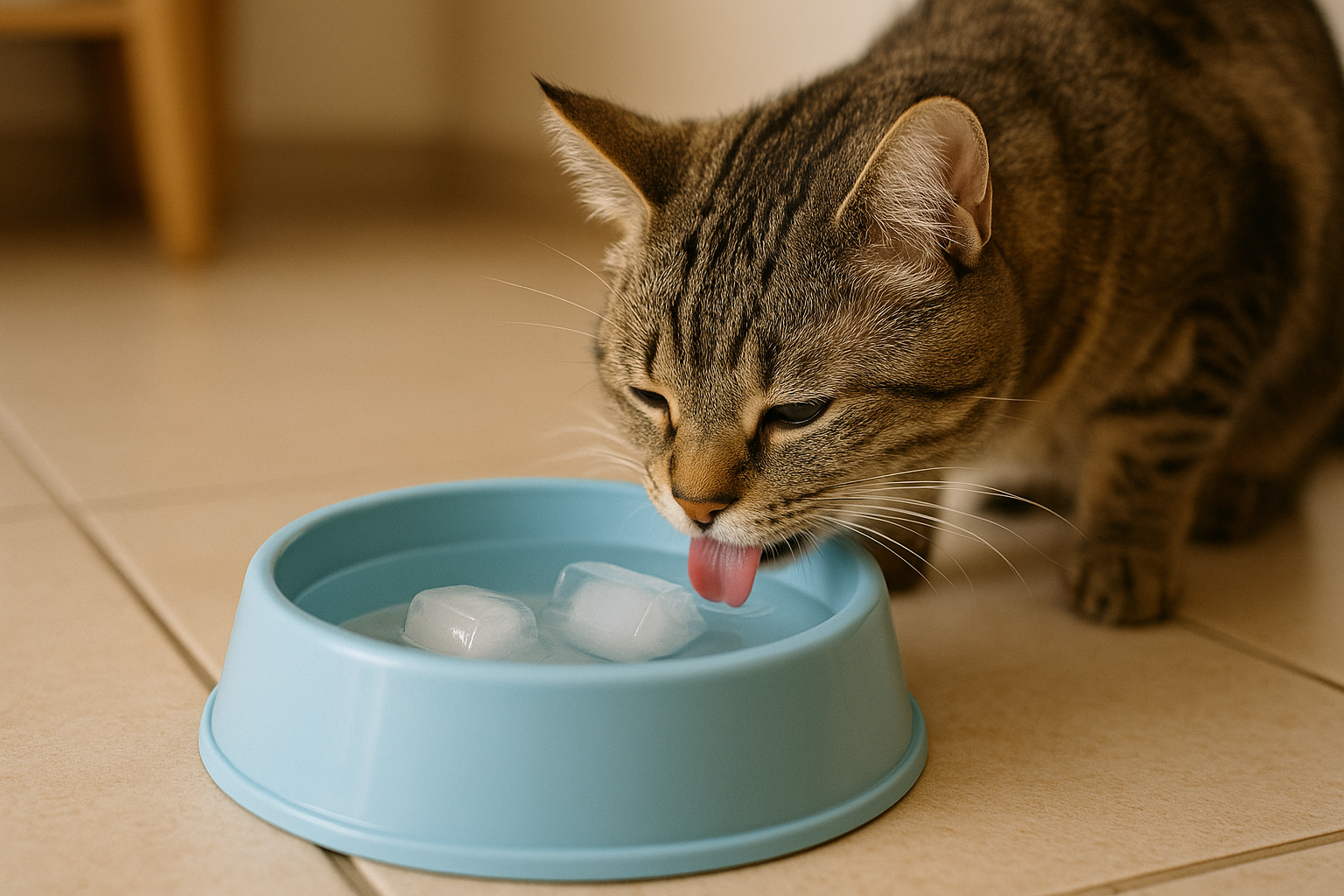 Cat drinking fresh water
